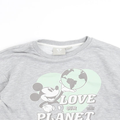 Preloved Primark Girls Grey   Pullover Sweatshirt Size 9-10 Years  - Mickey mouse - Detail