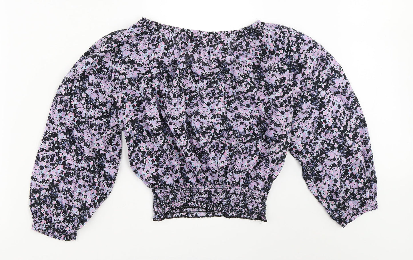 H&M Womens Black Floral  Basic Blouse Size 10
