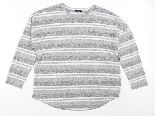 Peacocks Womens Grey Striped  Pullover Jumper Size 16