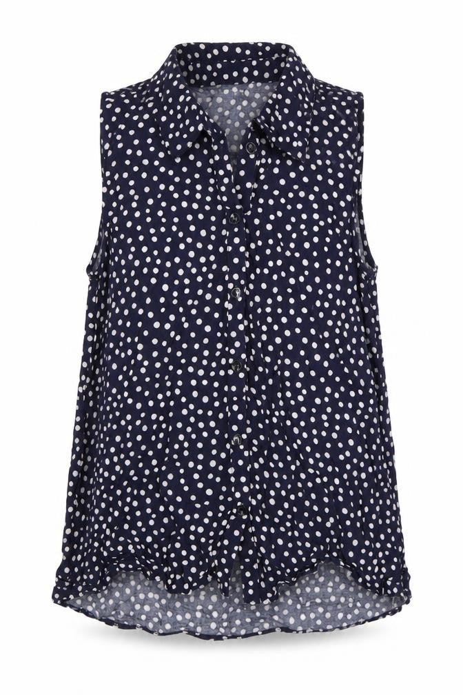 Nutmeg Girls Blue Polka Dot  Basic Button-Up Size 9-10 Years