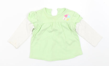 Additional front view of George girls’ green basic t-shirt, size 6-9, months