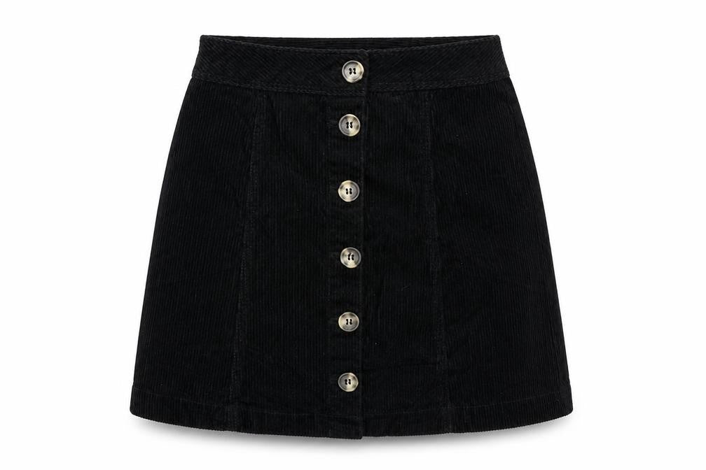 H&M Womens Black  Corduroy Mini Skirt Size 4