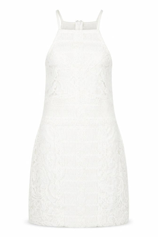 Topsho Womens White Floral Lace Tank Dress  Size 4