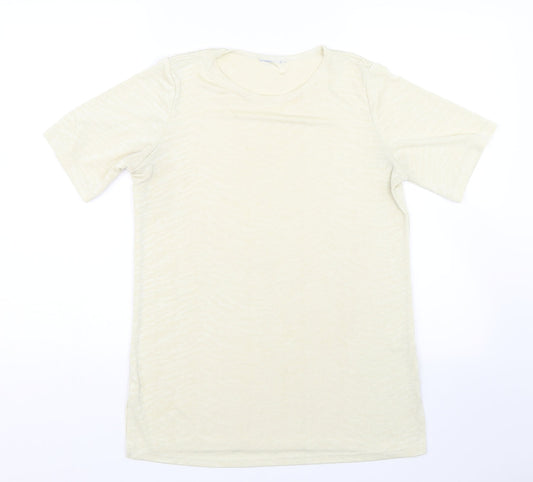 Preworn Womens Yellow Animal Print  Basic T-Shirt Size 12