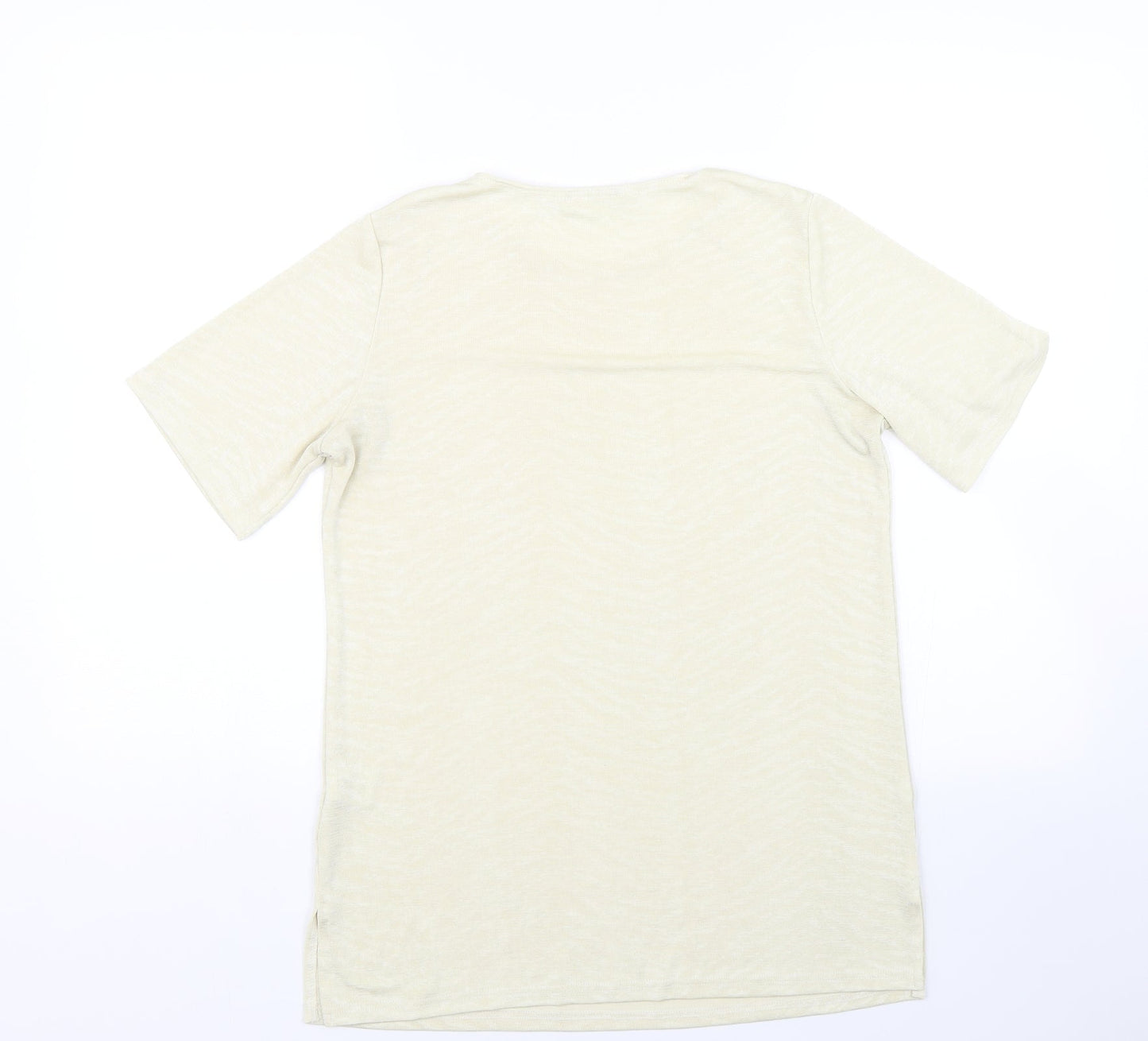 Preworn Womens Yellow Animal Print  Basic T-Shirt Size 12