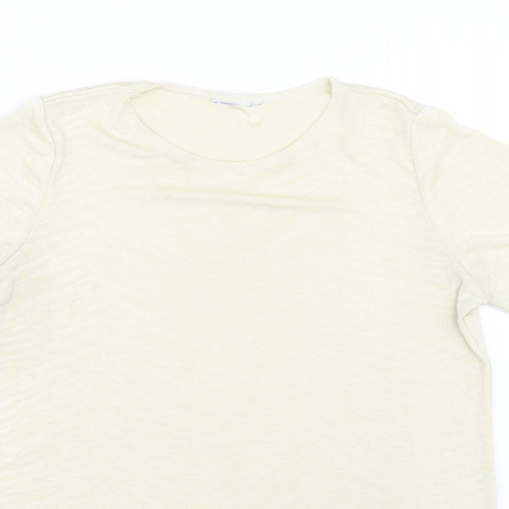 Preworn Womens Yellow Animal Print  Basic T-Shirt Size 12