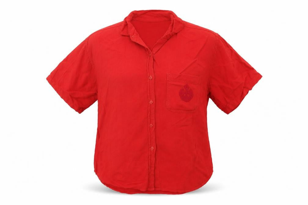 DETAILS Womens Red   Basic Button-Up Size L