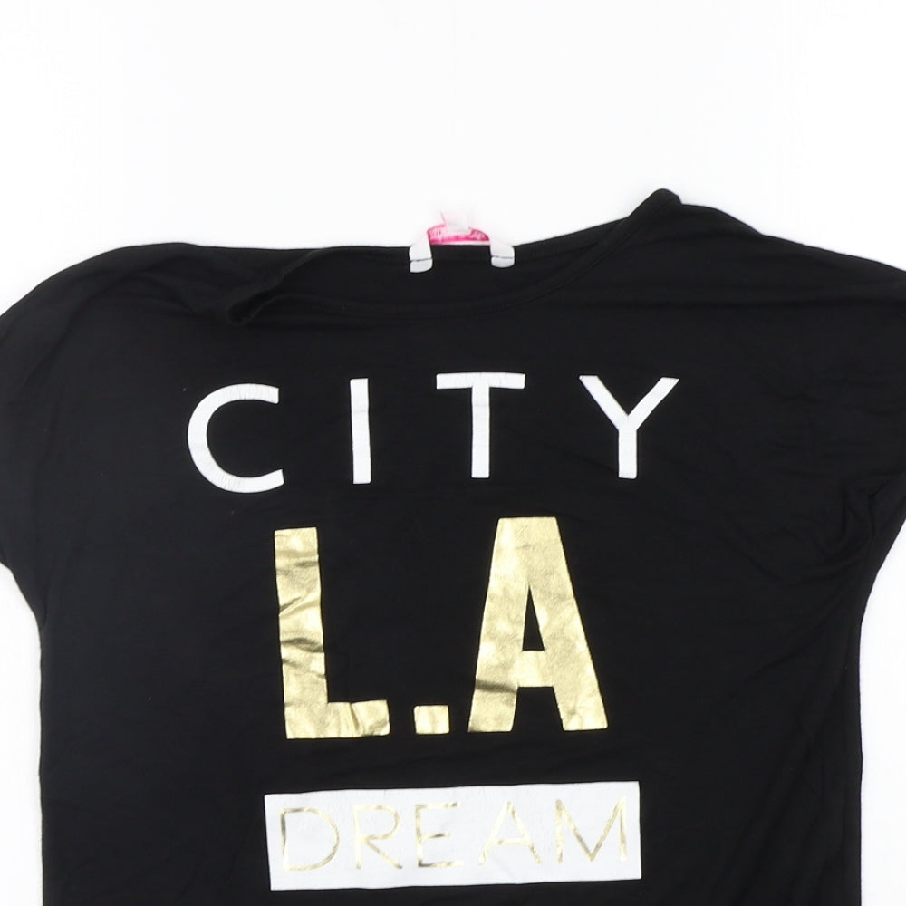 Evie Girls Black   Basic T-Shirt Size 7-8 Years