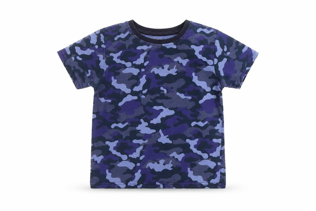 Primark Girls Blue Geometric  Basic T-Shirt Size 5-6 Years