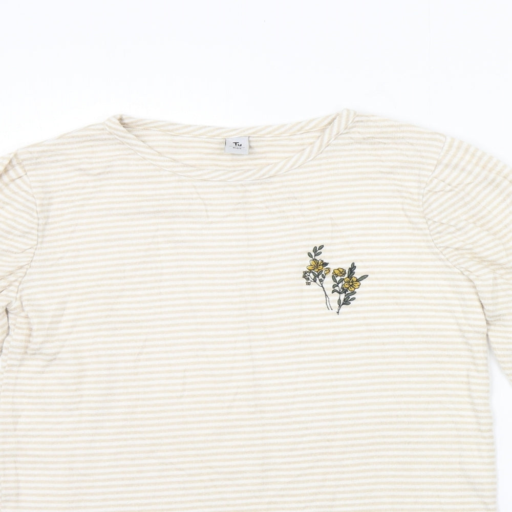 TU Girls Beige Striped  Pullover Jumper Size 12 Years