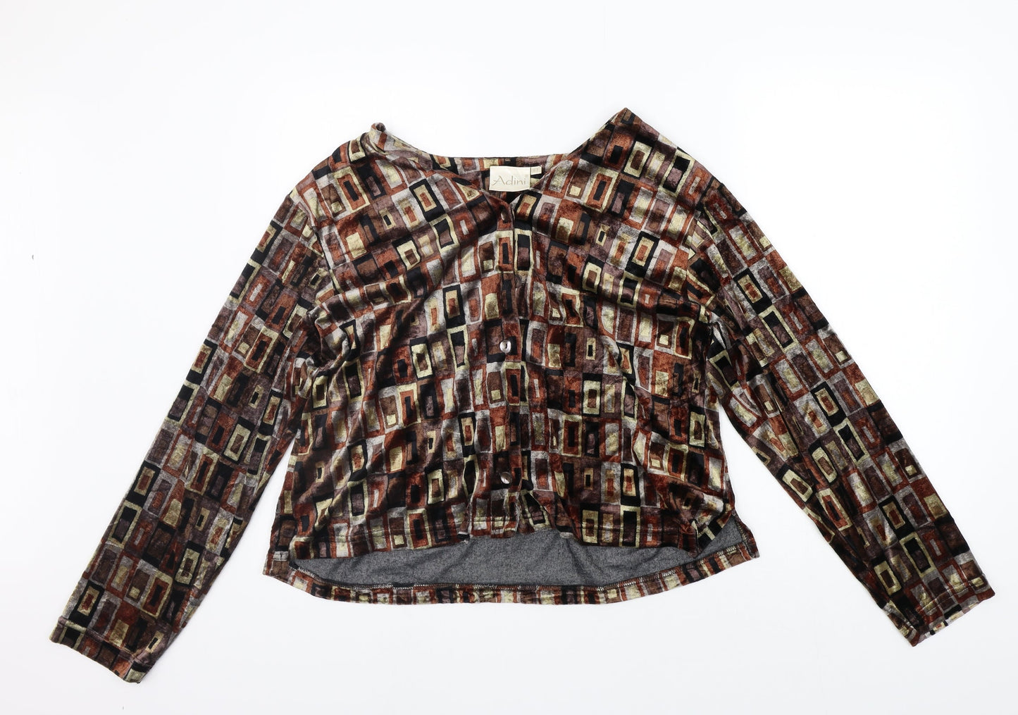 Adini Womens Beige Geometric  Cardigan Jumper Size L