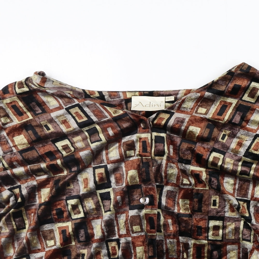 Adini Womens Beige Geometric  Cardigan Jumper Size L