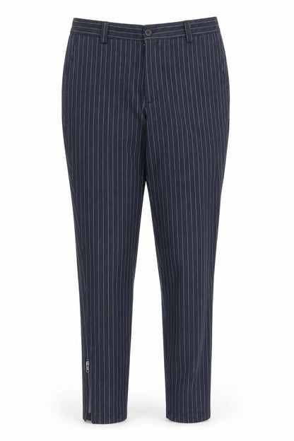 Preworn Womens Blue Striped  Carrot Trousers Size 32 in L29 in
