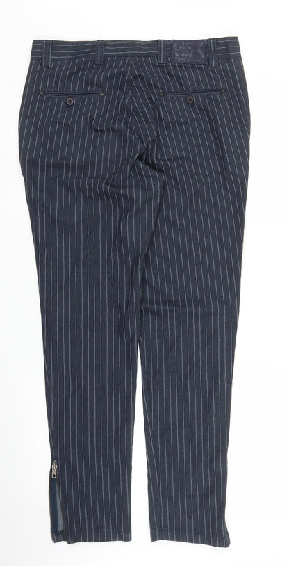 Preworn Womens Blue Striped  Carrot Trousers Size 32 in L29 in