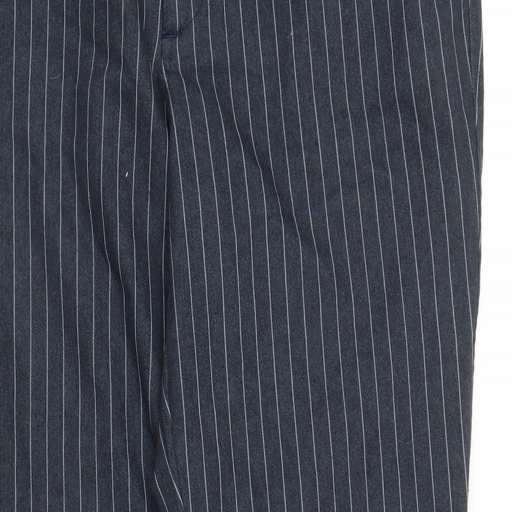 Preworn Womens Blue Striped  Carrot Trousers Size 32 in L29 in