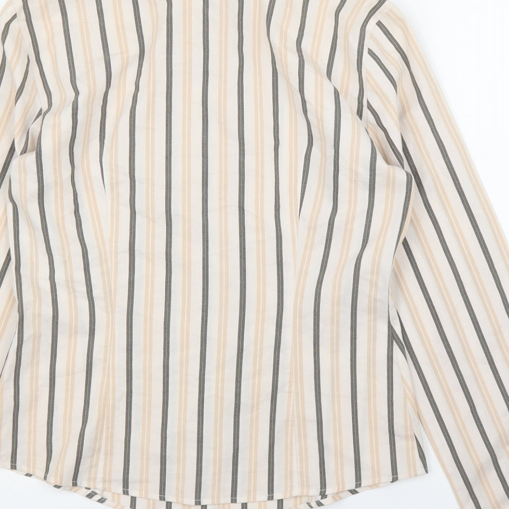 Lineaemma Womens Beige Striped  Basic Button-Up Size 12