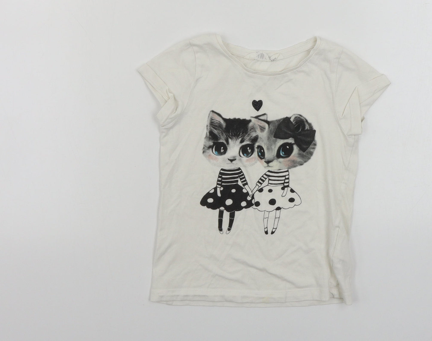 H&M  Girls White   Basic T-Shirt Size 3-4 Years