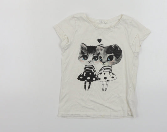 H&M  Girls White   Basic T-Shirt Size 3-4 Years