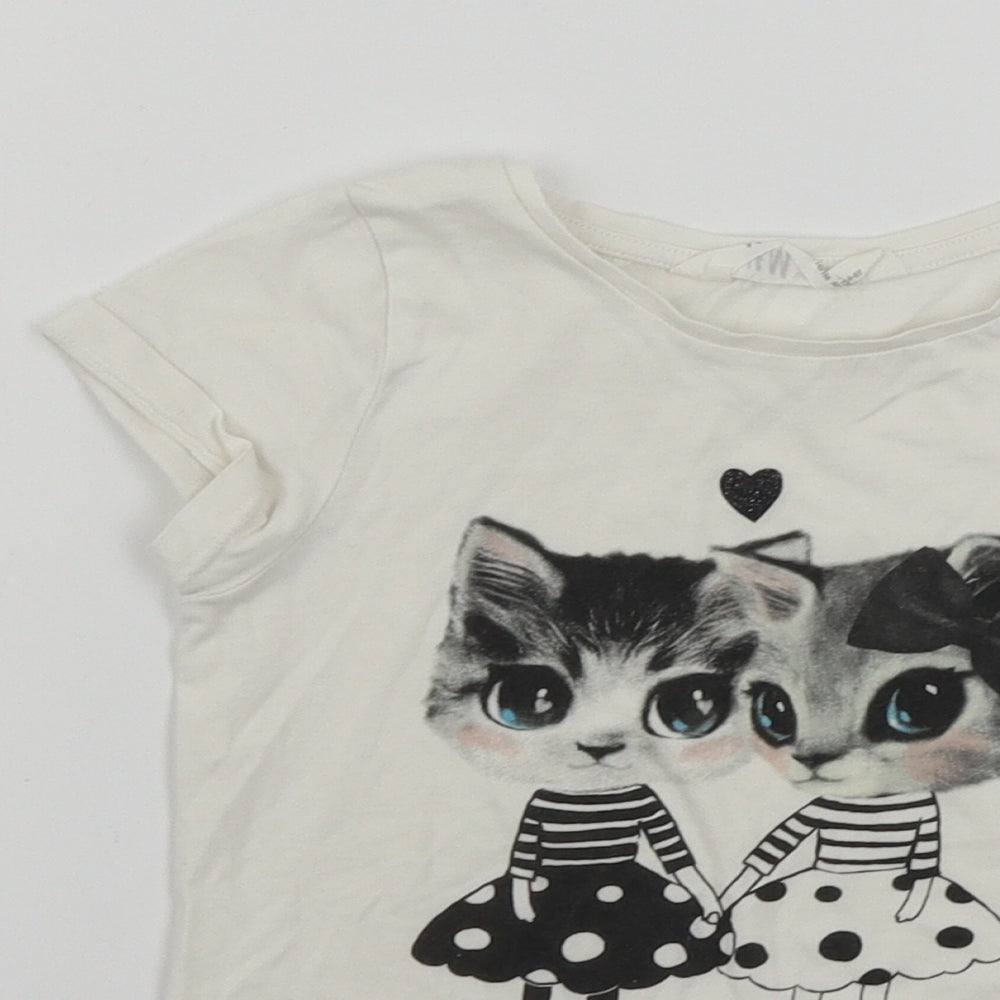 H&M  Girls White   Basic T-Shirt Size 3-4 Years
