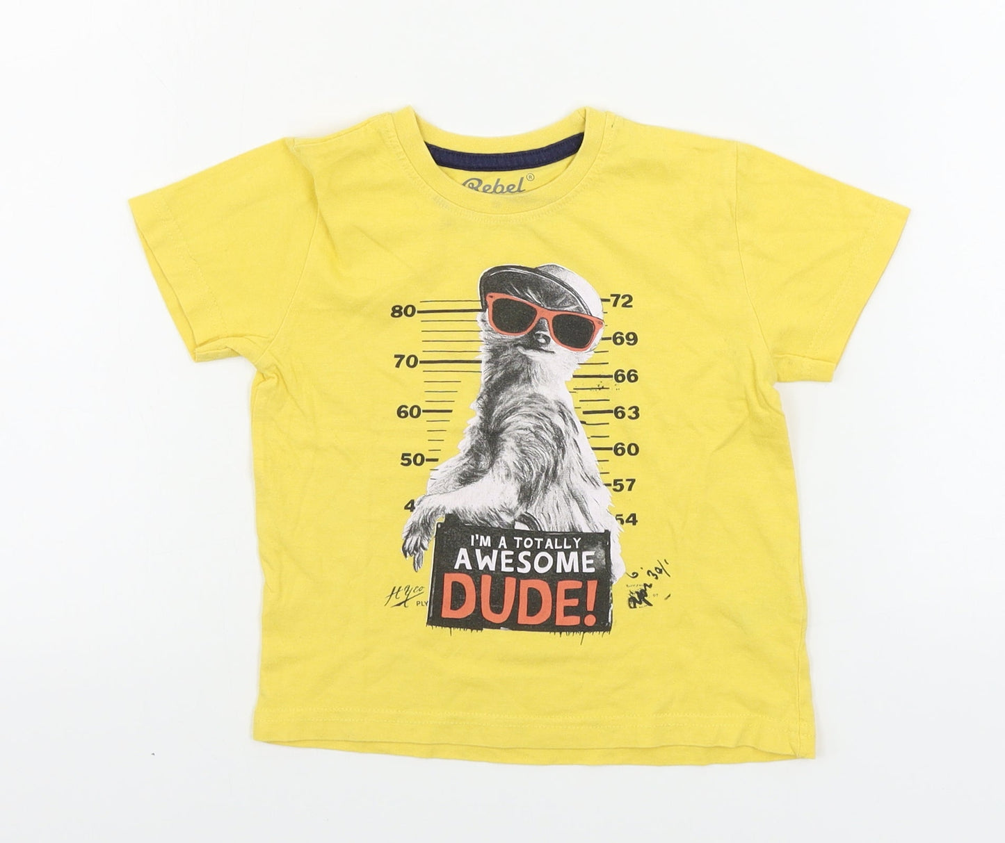 Primark Boys Yellow   Basic T-Shirt Size 2-3 Years