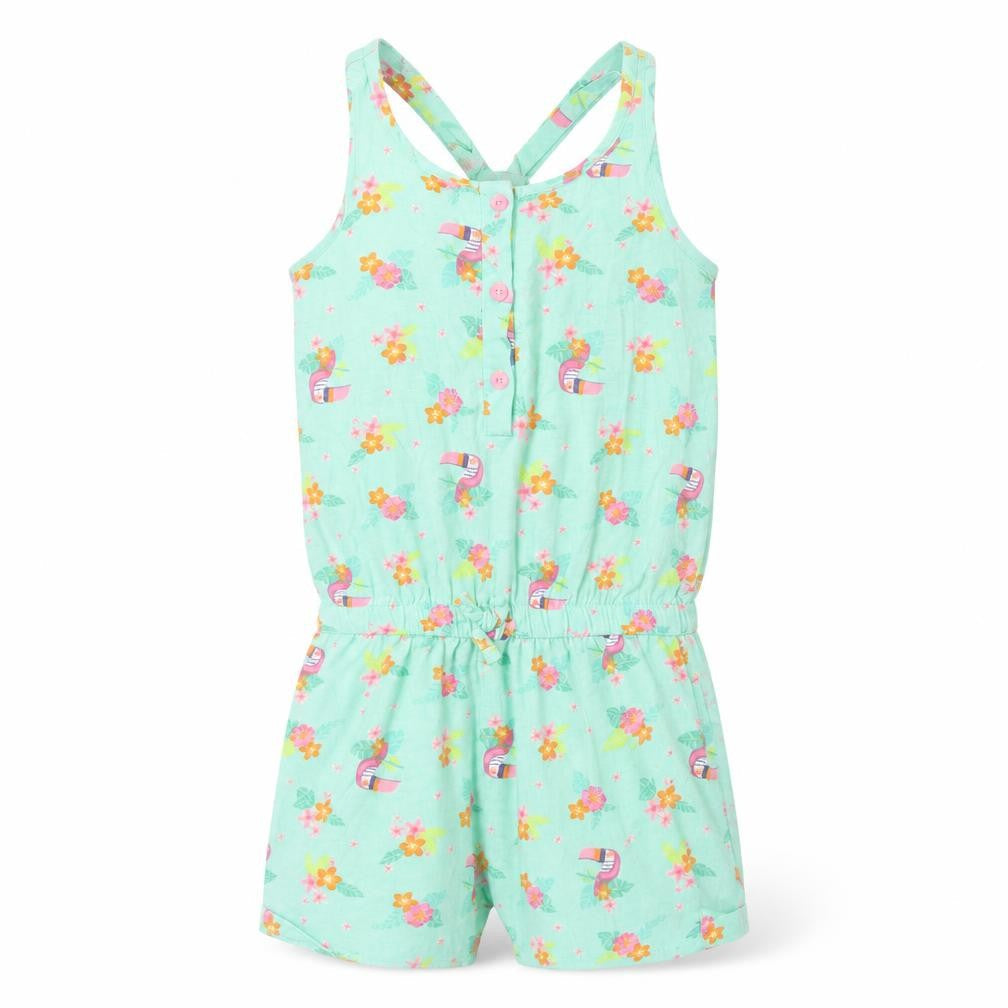 Dunnes Stores Girls Green Floral  Playsuit One-Piece Size 5 Years