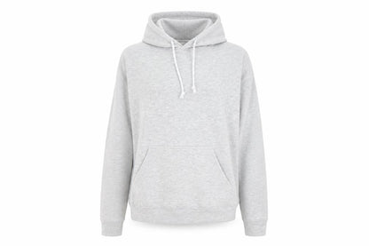 Front view of I SAW IT FIRST women’s grey pullover hoodie, size M