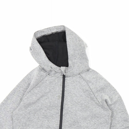 Close-up detail of urban outlaws boys’ grey jacket, size 9, years