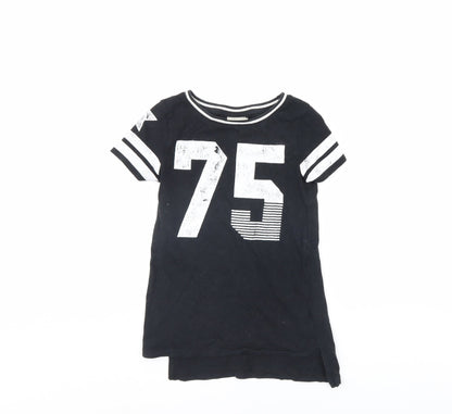 Additional front view of Next girls’ black basic t-shirt, size 6, years