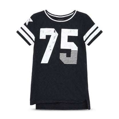 Front view of Next girls’ black basic t-shirt, size 6, years