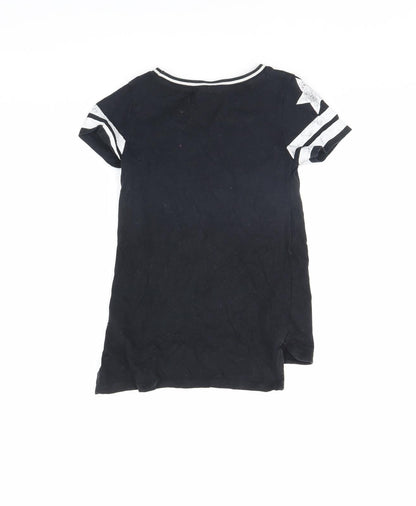 Back view of Next girls’ black basic t-shirt, size 6, years