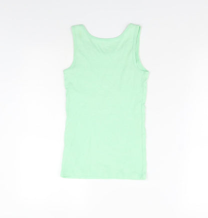 Back view of Gap girls’ green basic tank, size 8, years