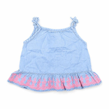 Front view of F&F girls’ blue basic tank, size 0-3, months