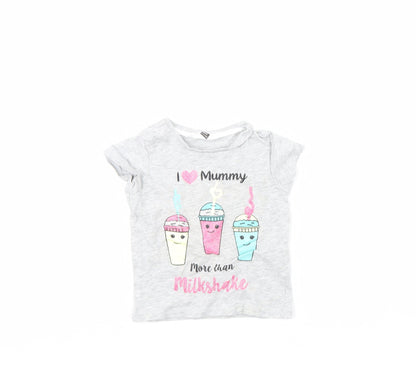 Additional front view of Pep&Co girls’ grey basic t-shirt, size 18-24, months