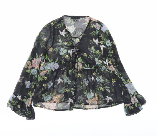 Atmosphere Womens Black Floral  Basic Blouse Size 10