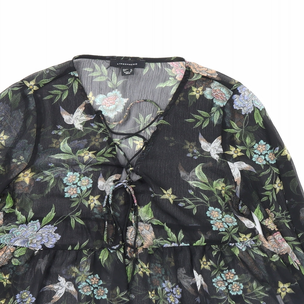 Atmosphere Womens Black Floral  Basic Blouse Size 10