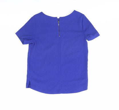 Back view of Papaya women’s blue basic blouse, size UK 8