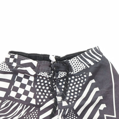 RSO Mens Black Geometric  Sweat Shorts Size S