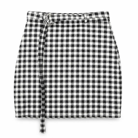 PRETTYLITTLETHING Womens Black Check  Mini Skirt Size 6