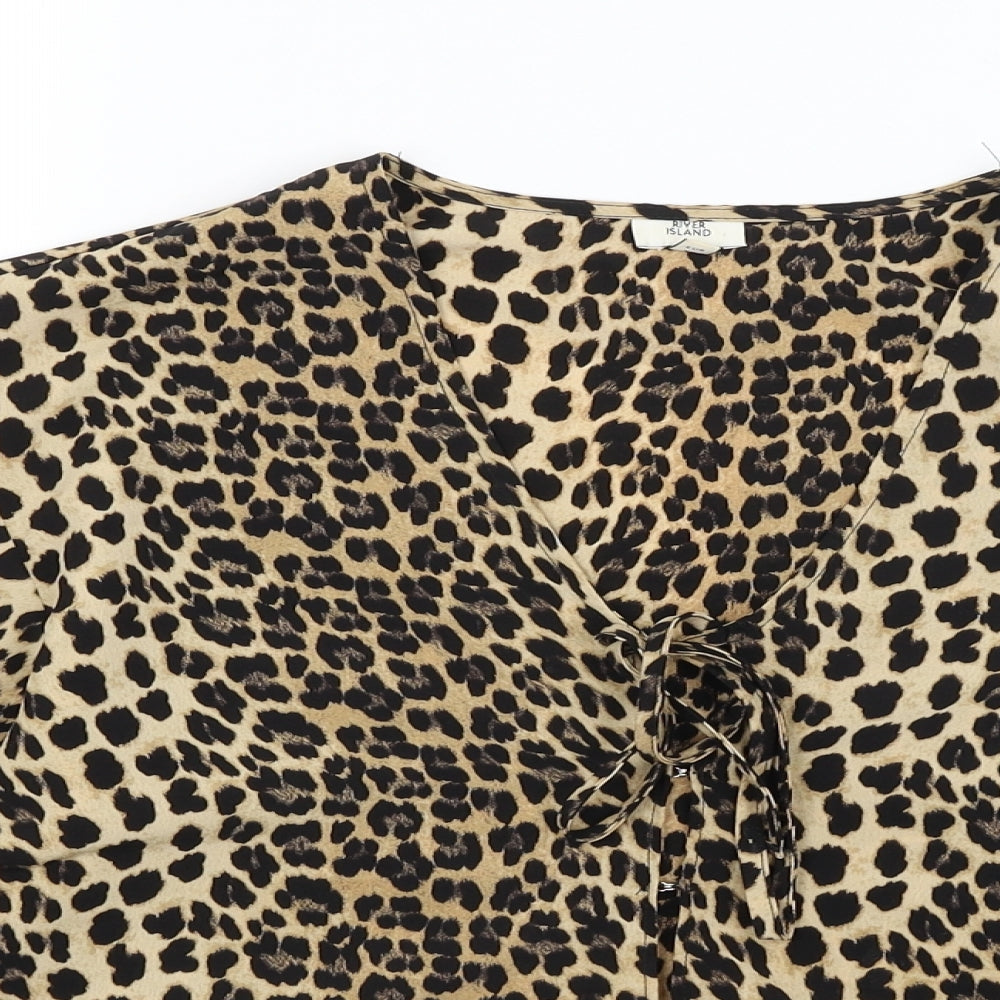 River Island Womens Orange Animal Print  Cropped Blouse Size 10