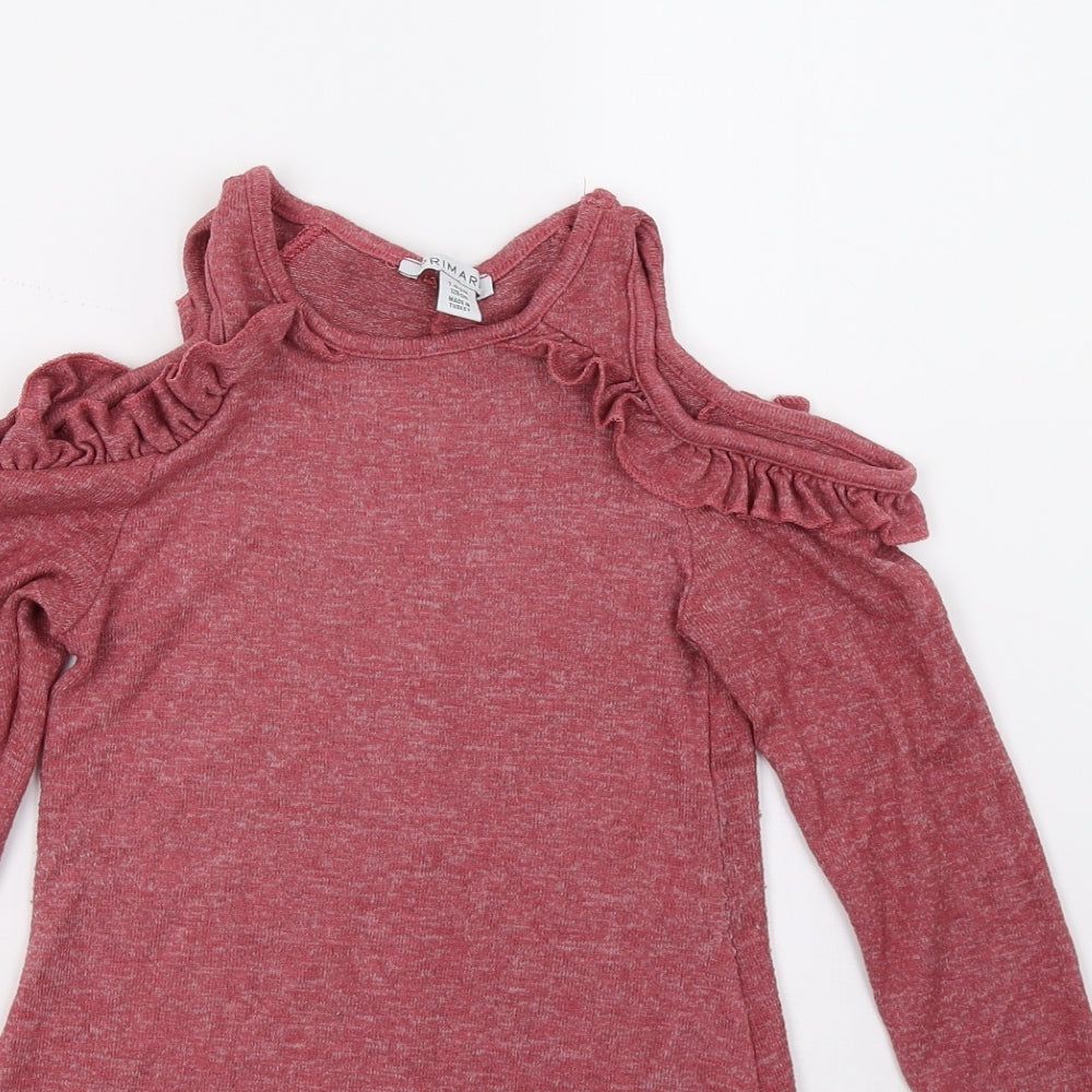 Primark Girls Red   Basic T-Shirt Size 7-8 Years