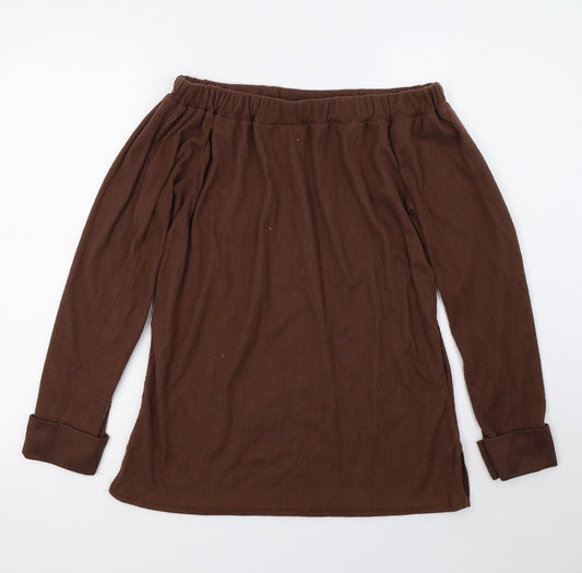 PRETTYLITTLETHING Womens Brown   Basic T-Shirt Size 10