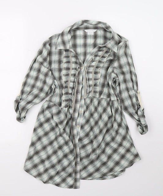 Mamas  Womens Green Check  Basic Button-Up Size 10