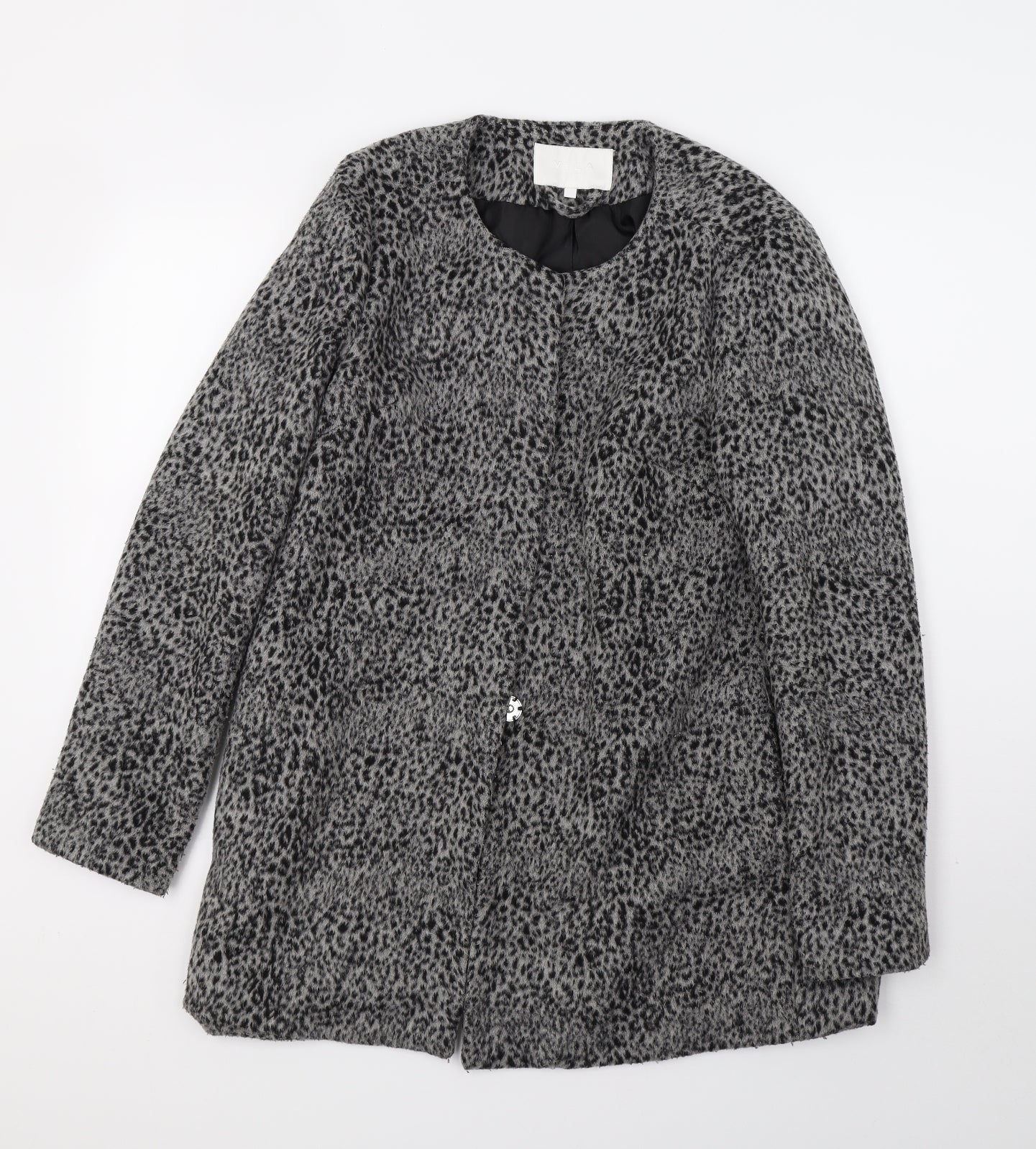 VILA Womens Grey Animal Print  Jacket Coat Size M