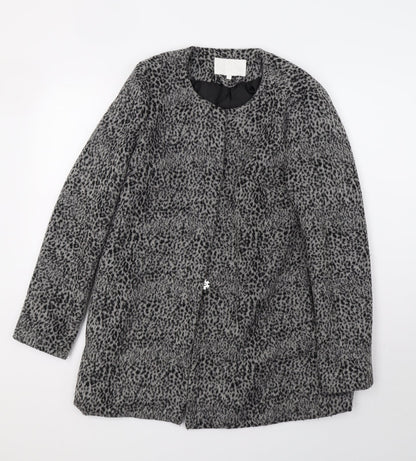 VILA Womens Grey Animal Print  Jacket Coat Size M