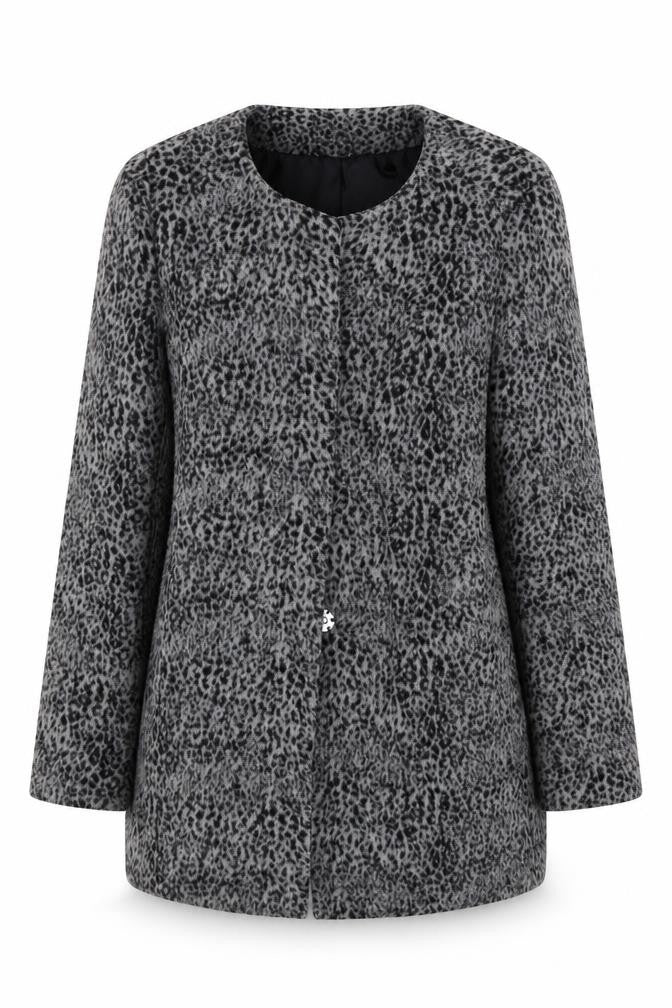 VILA Womens Grey Animal Print  Jacket Coat Size M