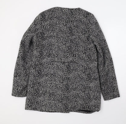 VILA Womens Grey Animal Print  Jacket Coat Size M