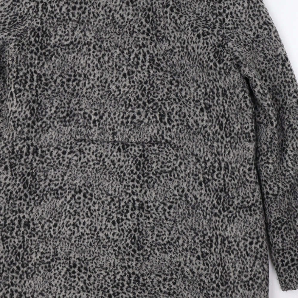 VILA Womens Grey Animal Print  Jacket Coat Size M