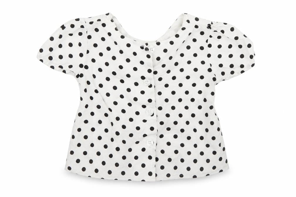 M&Co Girls White Polka Dot  Basic Blouse Size 5-6 Years