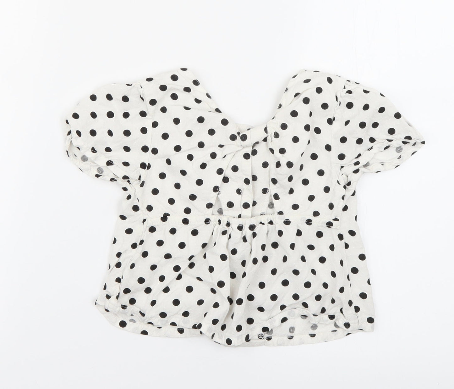 M&Co Girls White Polka Dot  Basic Blouse Size 5-6 Years
