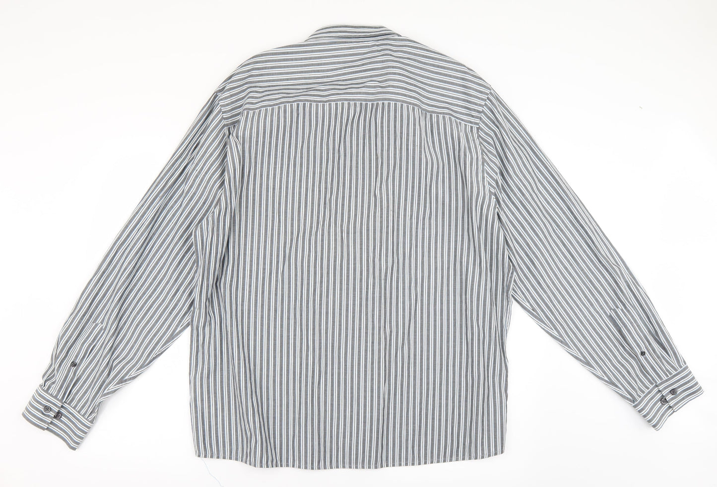 Peacocks Mens Grey Striped   Button-Up Size XL